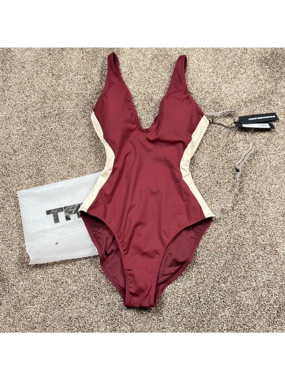 TA3 Sculpting Swimsuit Plungey Contour Cherry Oat XXS X-Long Reg Cut $170 NWT